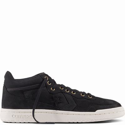 Converse Fastbreak Leather + Stripe High Tops Mens - Black/Black Shoes (234JYQNP)